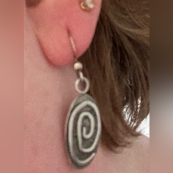 Vintage 925 Sterling Silver Signed Dangle Earrings - Picture 4 of 4